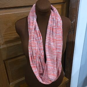American Eagle Outfitters Coral and Gray Striped Scarf